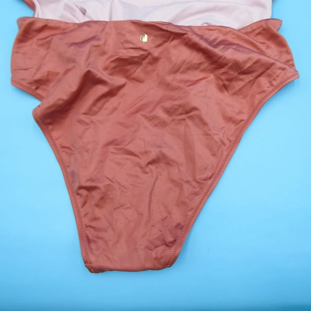 Victorias Secret XXL Rose Gold Covered Padded One Piece Tie Swimsuit Beach Women